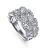 18K White Gold Diamond Marquise Pattern Wide Band Ring - 1.5 ct