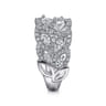 18K White Gold Diamond Marquise Pattern Wide Band Ring - 1.5 ct