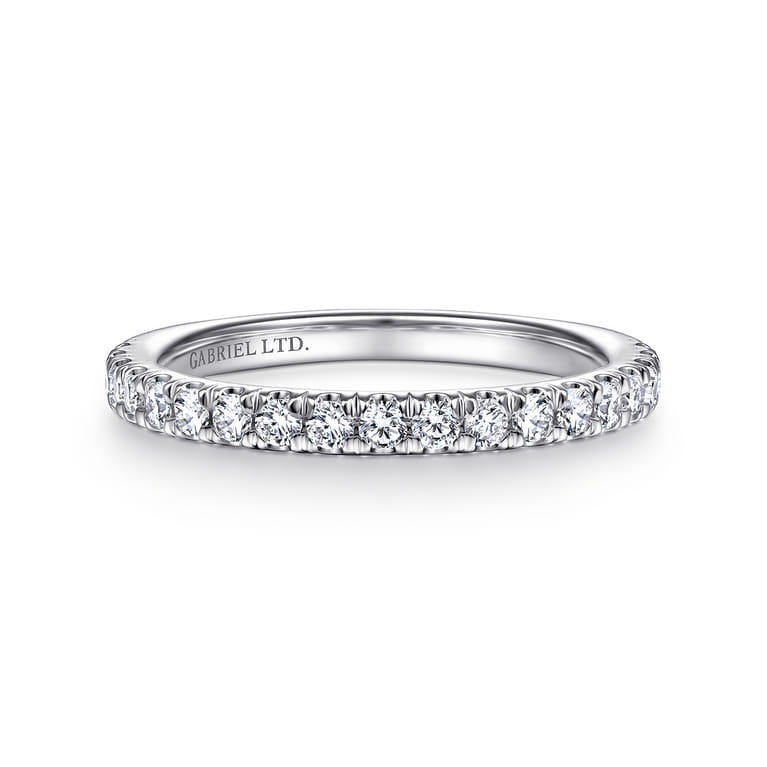 18K White Gold Diamond Matching Wedding Band - 0.39 ct - Shot 1