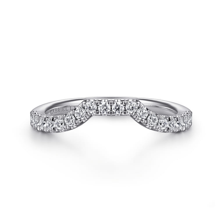 18K White Gold Diamond Matching Wedding Band - 0.3 ct - Shot 1