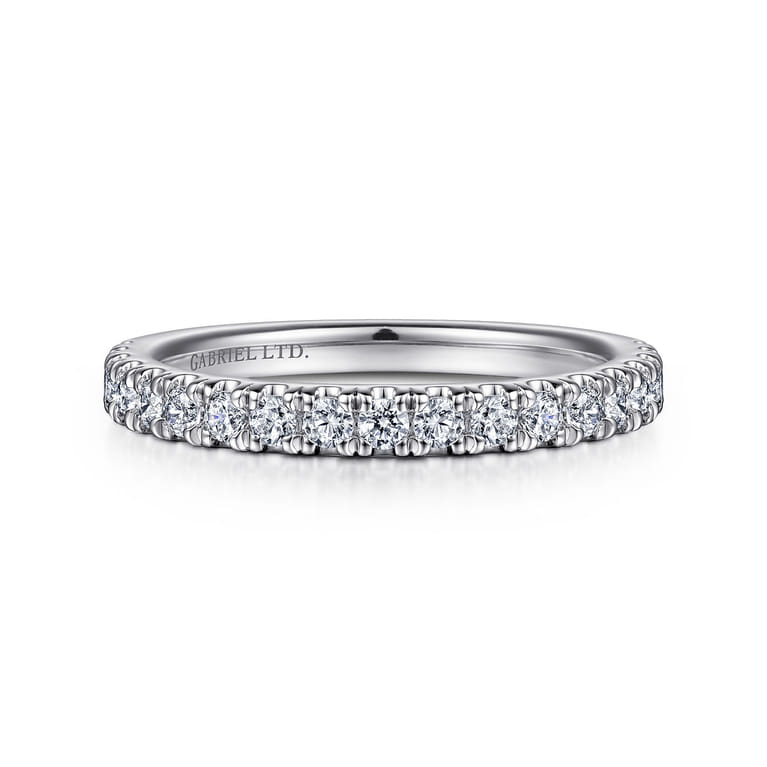 18K White Gold Diamond Matching Wedding Band - 0.39 ct - Shot 1