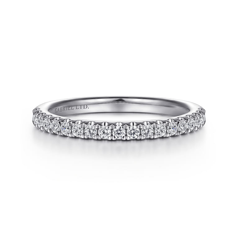 18K White Gold Diamond Matching Wedding Band - 0.27 ct - Shot 1