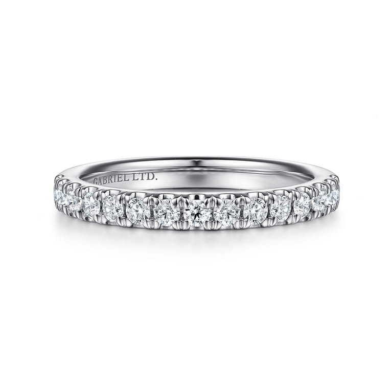 18K White Gold Diamond Matching Wedding Band - 0.27 ct - Shot 1