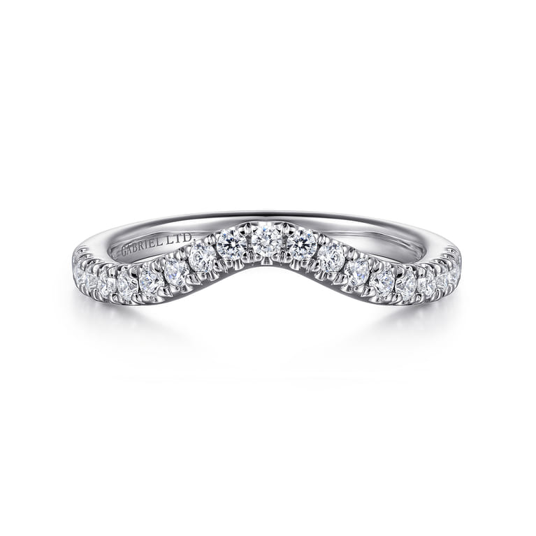 18K White Gold Diamond Matching Wedding Band - 0.32 ct - Shot 1
