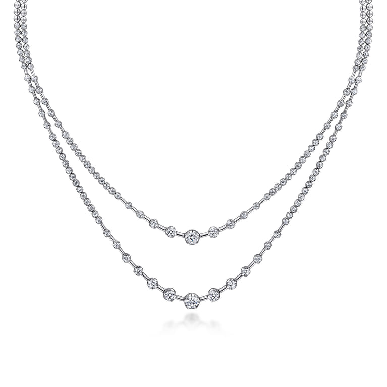18K White Gold Diamond Necklace - 3.95 ct - Shot 1