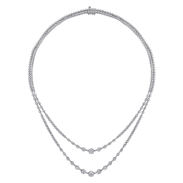 18K White Gold Diamond Necklace - 3.95 ct - Shot 2