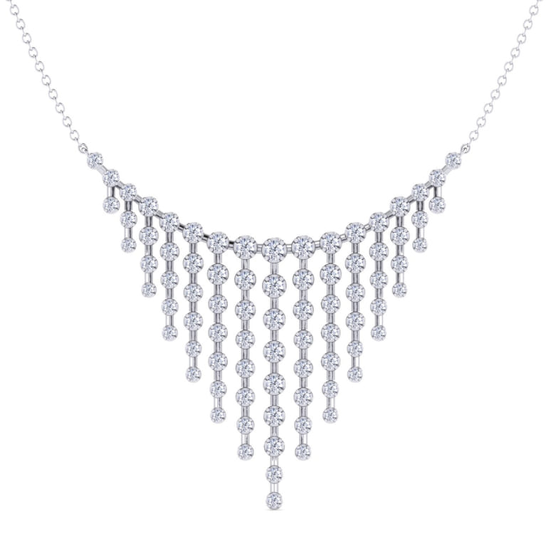 18K White Gold Diamond Necklace - 3.35 ct - Shot 1