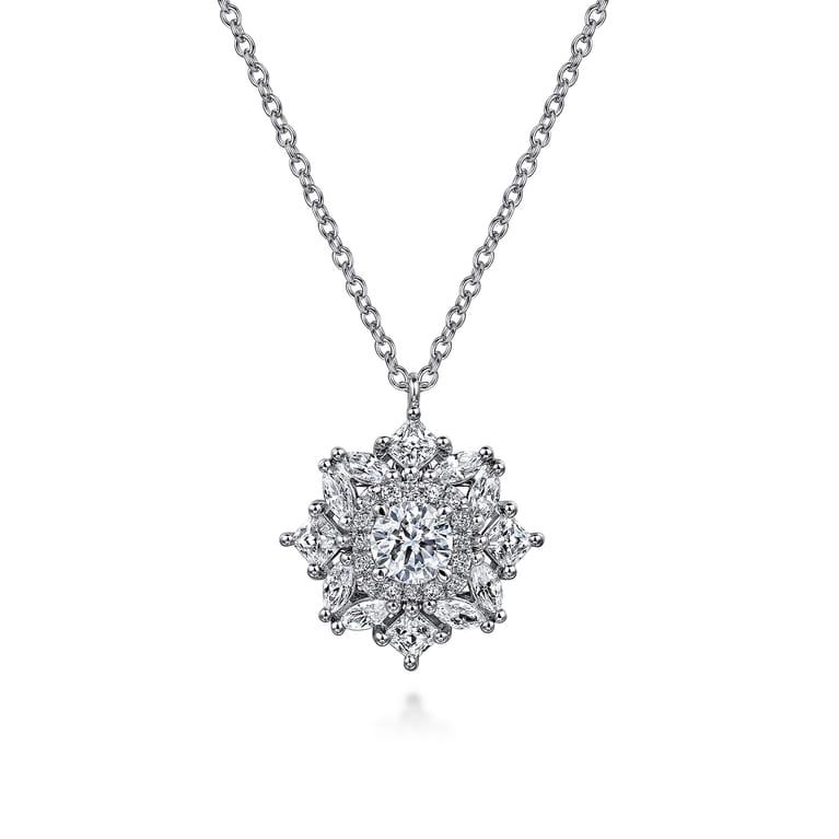 18K White Gold Diamond Necklace - 1.3 ct - Shot 1