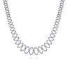 18K White Gold Diamond Oval Link Necklace - 3.99 ct