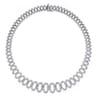 18K White Gold Diamond Oval Link Necklace - 3.99 ct