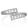 18K White Gold Diamond Pave Bypass Bangle with Geometric Stations - 2.68 ct