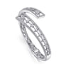 18K White Gold Diamond Pave Bypass Bangle with Geometric Stations - 2.68 ct