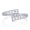 18K White Gold Diamond Pave Bypass Bangle with Geometric Stations - 2.68 ct