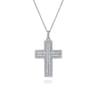 18K White Gold Diamond Pave Cross Pendant Necklace - 2.25 ct