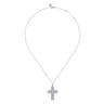 18K White Gold Diamond Pave Cross Pendant Necklace - 2.25 ct