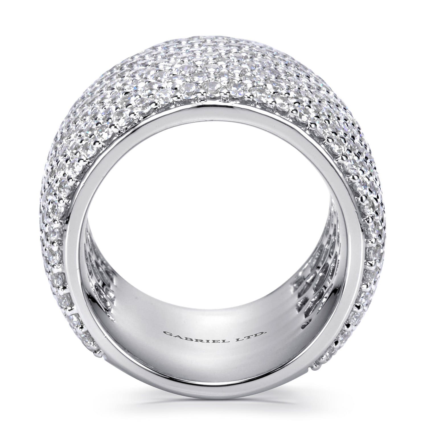 18K White Gold Diamond Pave Domed Ring - 4.47 ct - Shot 2