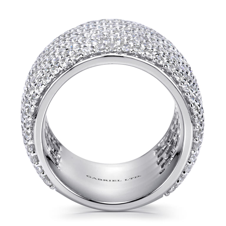 18K White Gold Diamond Pave Domed Ring - 4.47 ct - Shot 2