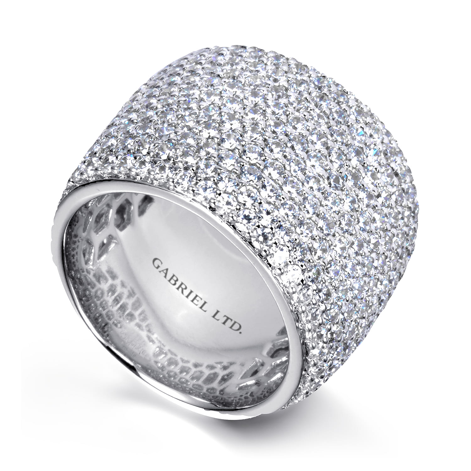 18K White Gold Diamond Pave Domed Ring - 4.47 ct - Shot 3