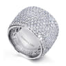 18K White Gold Diamond Pave Domed Ring - 4.47 ct