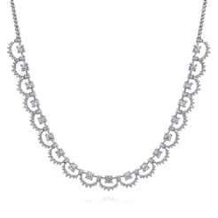 18K White Gold Diamond Scalloped Necklace