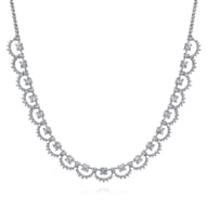 18K White Gold Diamond Scalloped Necklace