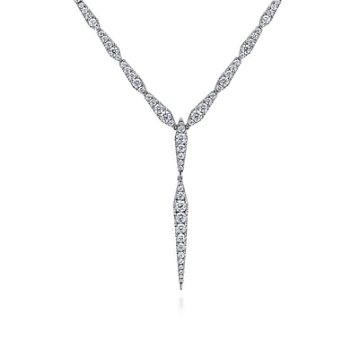 18K White Gold Diamond Spear Y Necklace