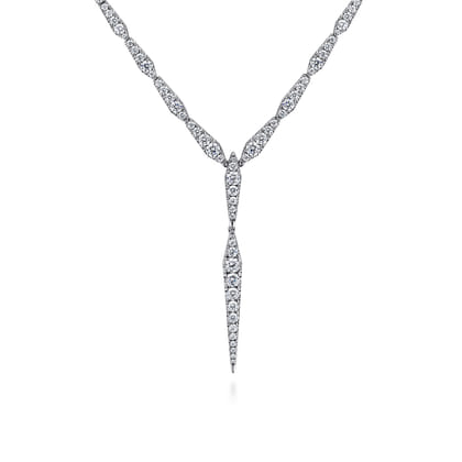 18K White Gold Diamond Spear Y Necklace