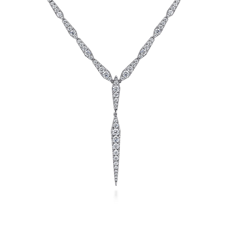 18K White Gold Diamond Spear Y Necklace - 6.7 ct - Shot 1