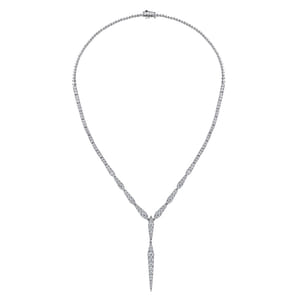 18K White Gold Diamond Spear Y Necklace