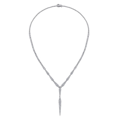 18K White Gold Diamond Spear Y Necklace