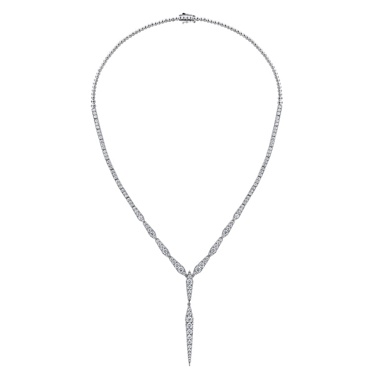 18K White Gold Diamond Spear Y Necklace - 6.7 ct - Shot 2
