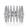 18K White Gold Diamond Spike Wide Band Ring - 1.63 ct