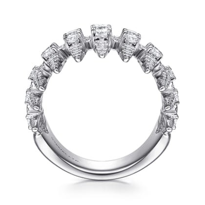 18K White Gold Diamond Spike Wide Band Ring