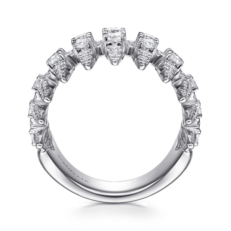 18K White Gold Diamond Spike Wide Band Ring - 1.63 ct - Shot 2