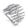 18K White Gold Diamond Spike Wide Band Ring - 1.63 ct