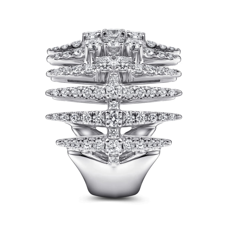 18K White Gold Diamond Spike Wide Band Ring - 1.63 ct - Shot 4