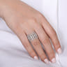 18K White Gold Diamond Spike Wide Band Ring - 1.63 ct