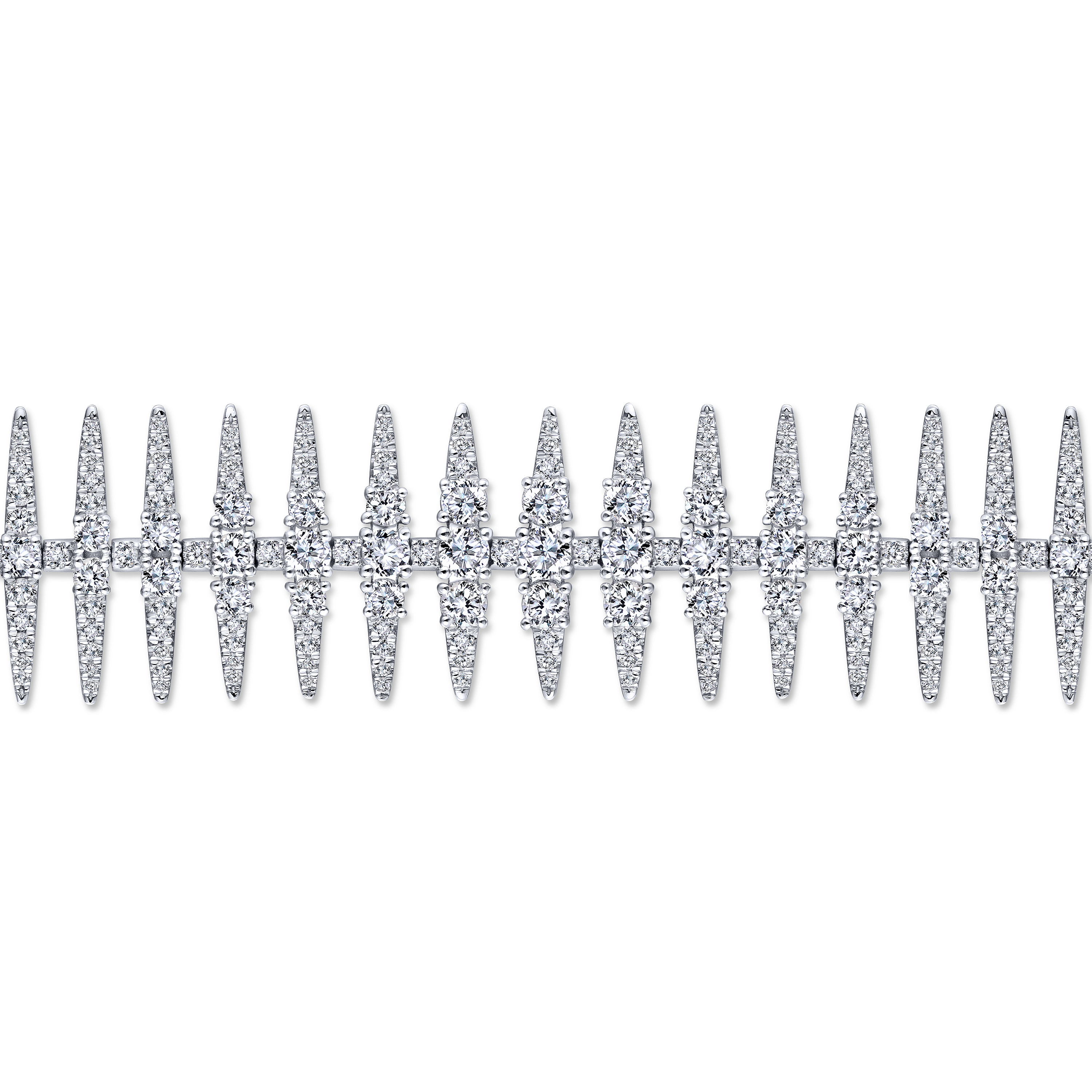 18K White Gold Diamond Spikes Tennis Bracelet