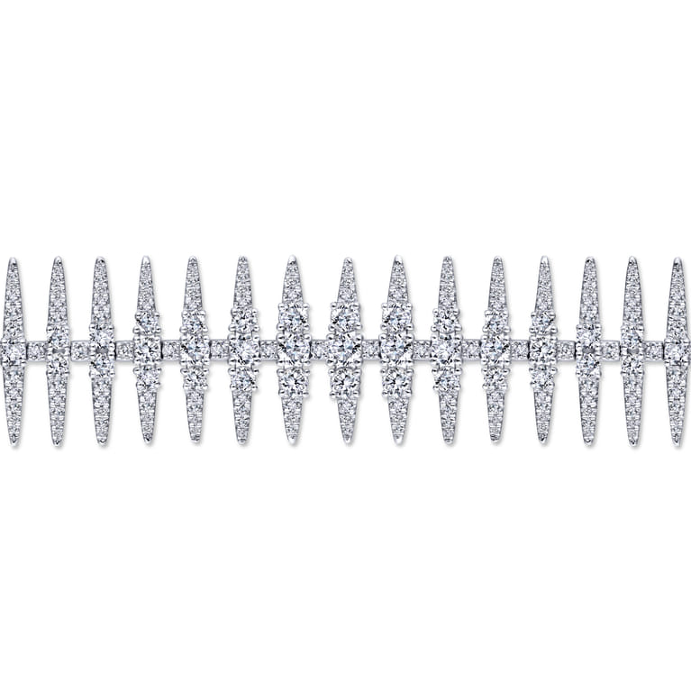 18K White Gold Diamond Spikes Tennis Bracelet - 6.93 ct - Shot 2