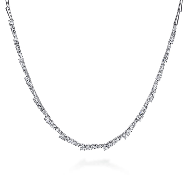 18K White Gold Diamond Statement Necklace - 7.95 ct - Shot 1
