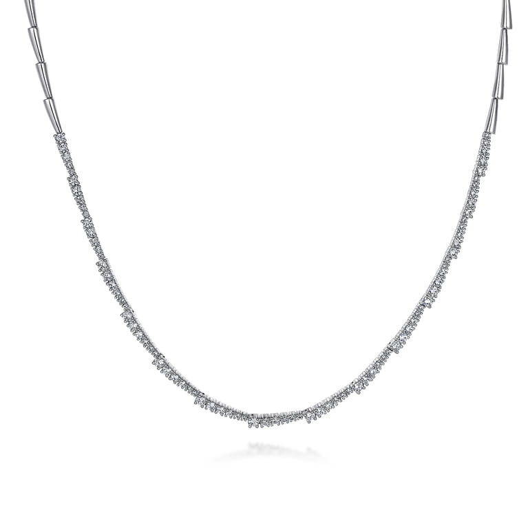 18K White Gold Diamond Statement Necklace - 4 ct - Shot 1