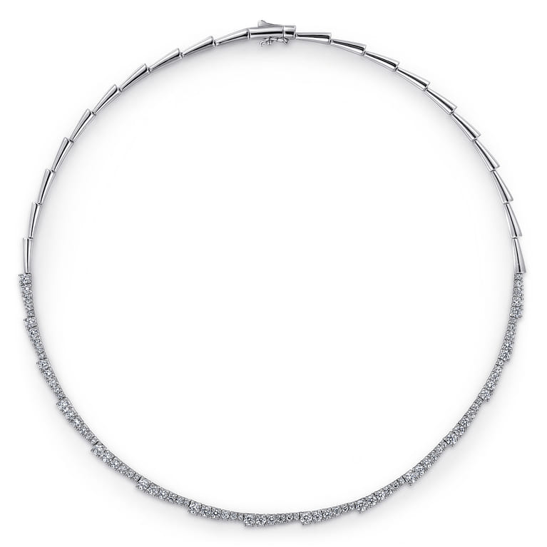 18K White Gold Diamond Statement Necklace - 4 ct - Shot 2