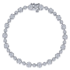 18K White Gold Diamond Station Tennis Bracelet