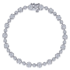 18K White Gold Diamond Station Tennis Bracelet