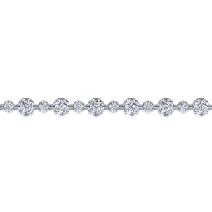 18K White Gold Diamond Station Tennis Bracelet