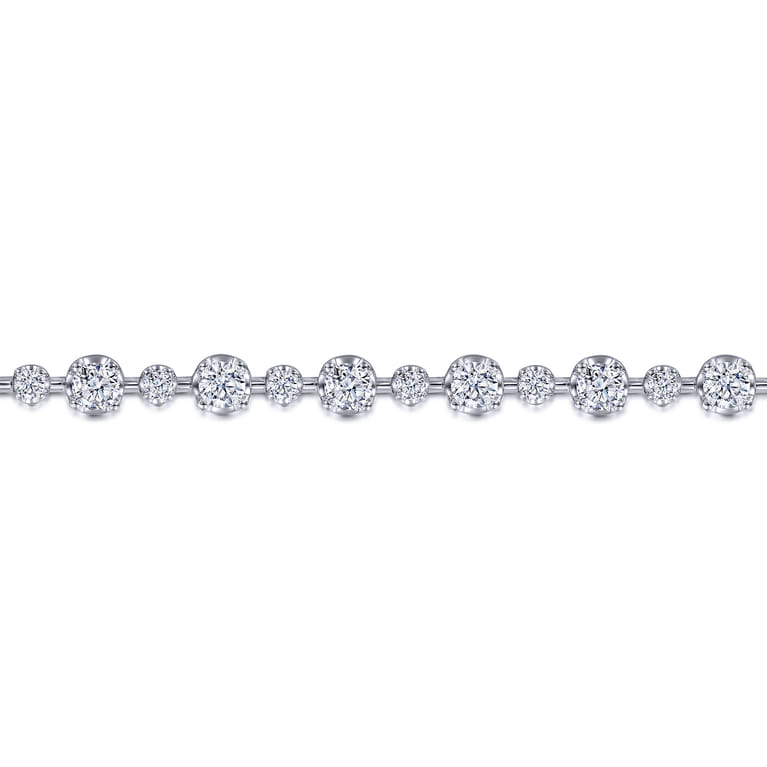 18K White Gold Diamond Station Tennis Bracelet - 3.93 ct - Shot 2
