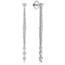 18K White Gold Diamond Stud Drop Earrings - 3.95 ct