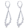 18K White Gold Diamond Teardrop Leverback Earrings - 1.55 ct