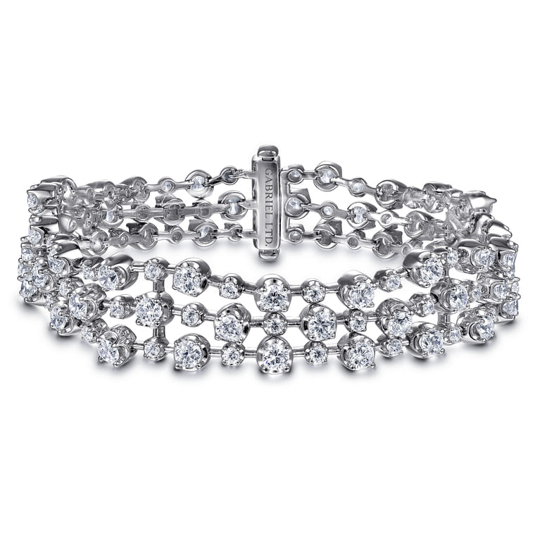 18K White Gold Diamond Tennis Bracelet - 7.17 ct - Shot 1