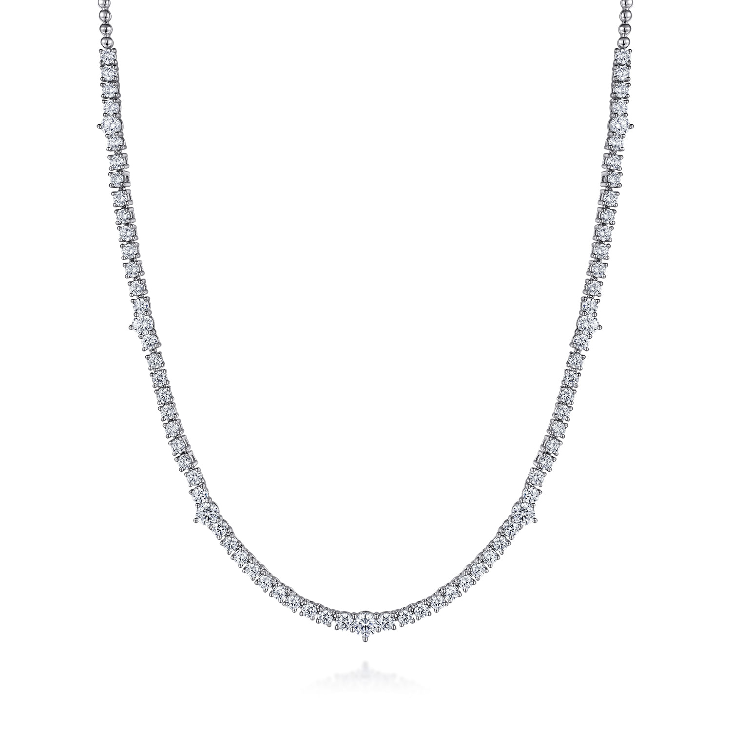 18K White Gold Diamond Tennis Necklace